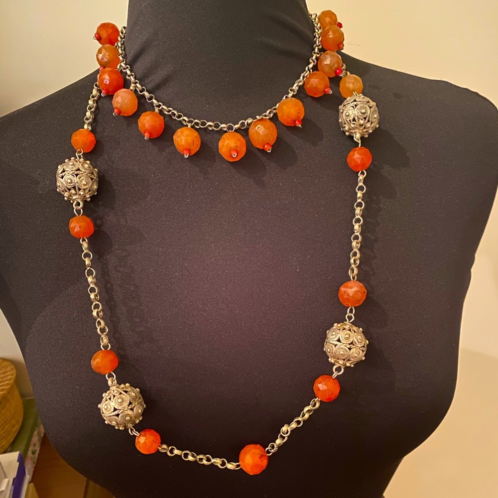 Turkish Carnelian  and Sterling Silver Neckaces